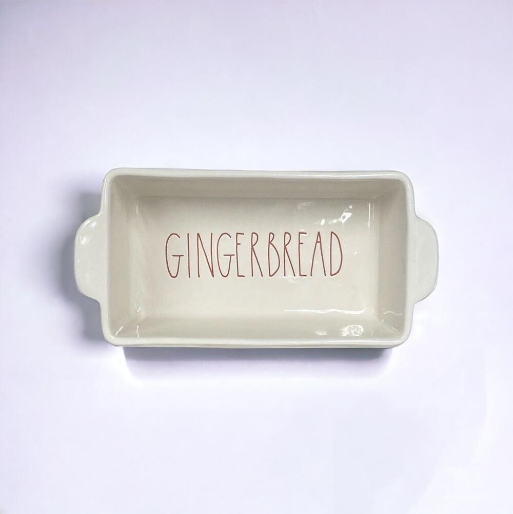 Rae Dunn Gingerbread Loaf Pan Baking Dish Red Letters Holiday Christmas